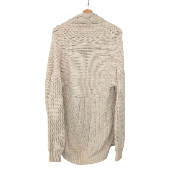 Kimchi Blue Chunky Cable Knit Cream Long Cardigan Sweater Pockets Womens Size M - Picture 2 of 8